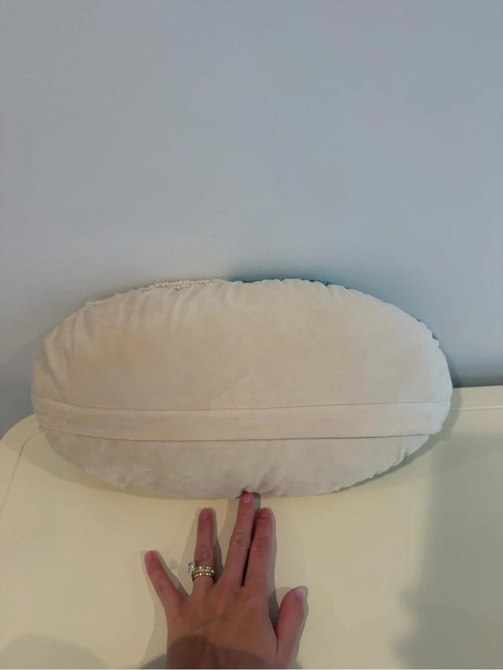 Chill Pill Decorative Pillow - Teal & Cream
